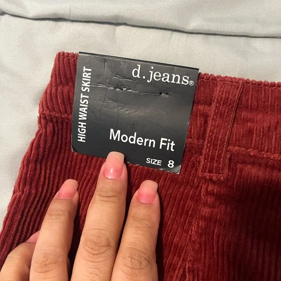 d. jeans Burgundy Button-Front Midi Skirt - Picture 5 of 5